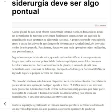 Consolidação na siderurgia deve ser algo pontual – Portal Portos e Navios